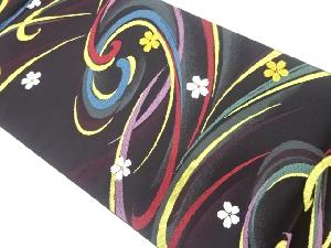 曲線に桜模様織出し袋帯